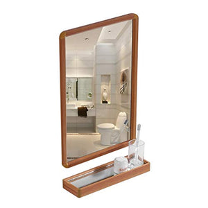 Specchi da bagno a Parete rettangolari con Struttura in Metallo Trucco per vanità (Color : Wood, Size : 48 * 63cm)