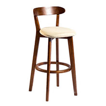 Sgabello Bancone Rotondo Assemblato in Legno con Seduta in Pelle O Cuscino, Sgabelli Bar Sedie Bar, Sedia Posteriore per Sedute Ergonomiche,Beige,Linen