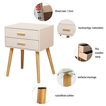 FFAN Comodino Tavolino in Stile Nordico per Camera da Letto con 2 cassetti Gamba in Legno Manico in Legno Grezzo Finitura Verniciata