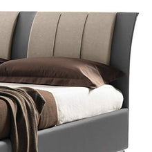 LettoFacile montalo in 30 Minuti - Letto Matrimoniale Onda Frame in Ecopelle Grigio/Beige - Struttura senza rete - Made in Italy (160 x 190 cm)