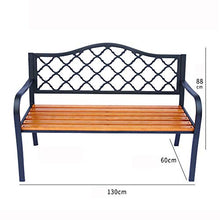 Sedia da giardino panca da esterno in alluminio pressofuso in legno massello, panca da balcone con bracciolo schienale, sgabello per la decorazione domestica, per veranda / parco / cortile