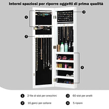 RELAX4LIFE Armadietto Portagioie con Specchio a Figura Intera ({con Striscia Luminosa Interna} 30x8,5x106cm, Bianco)