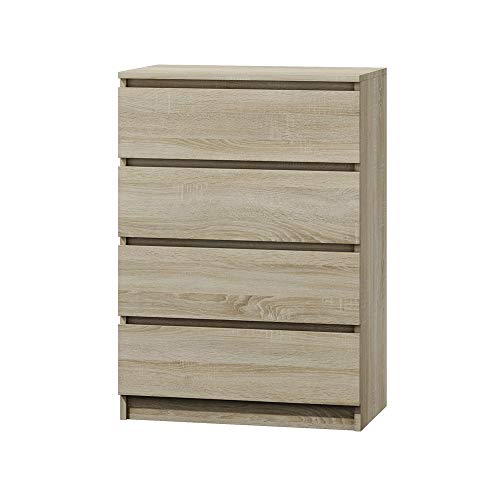 Selsey CLIMICONIA 4 - Cassettiera Moderna/Mobile di stoccaggio/Mobiletto con 4 cassetti (Marrone Chiaro)