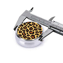Contenitore per pillole rotondo scuro con stampa leopardo, 3 scomparti, in metallo, per medicina e vitamine, per viaggi all'aperto