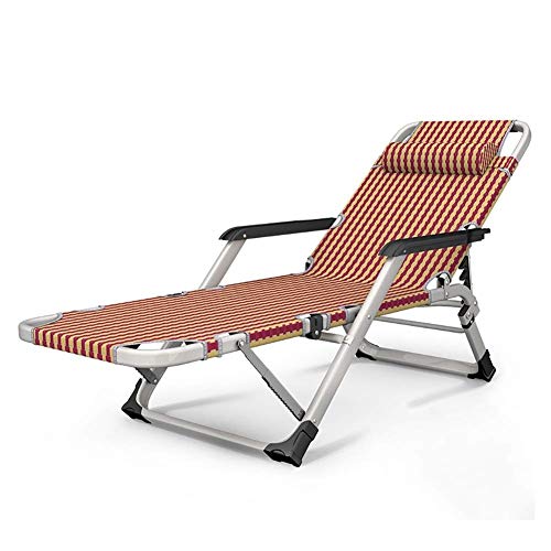 Moolo Lettino Prendisole Sedie reclinabili da Giardino, Sedia da Sdraio a gravità Zero Regolabile per Lettino Prendisole, poltroncina da Giardino reclinabile (Color : Red Gold Grid)