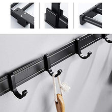 JRMM Porta Asciugamani con Mensola da Bagno, Portasciugamani da Parete con 180° Rotazione Barre Porta Asciugamani, Portasciugamani con 5 Pezzi Ganci,per Bagno,Cucina, Servizi igieniciBlack-40cm