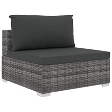 vidaXL Set Divani da Giardino 6 pz con Cuscini Foderati Lavabili Modulare Leggero Elegante Arredi da Esterno in Polyrattan Grigio Telaio in Acciaio