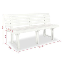 Tidyard Panchina da Giardino 145,5 cm in Plastica Bianca,Panchina da Esterno, 145,5 x 49 x 74 cm Bianco