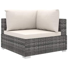 Tidyard Set di Mobili da Giardino in Polyrattan, Set Divani 3 Posti da Giardino/Esterno con Cuscini e Tavolino 4 pz, Leggero e Modulare, Grigio