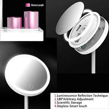 Specchio per Il Trucco con Luce, Spazio di archiviazione Plug-in Ricaricabile Specchio per Il Trucco con LED di Bellezza da Tavolo, Specchio con