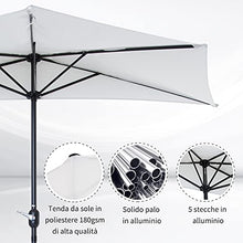 Outsunny Ombrellone Semicircolare da Parete Poliestere Impermeabile con Protezione UV Bianco 269x138x236 cm