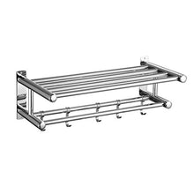 OLDJTK Porta Asciugamani, portasciugamani in Acciaio Inossidabile SUS 304 con mensola for Asciugamani a Doppia Fila for Bagno, a Parete (Lunghezza 50 cm)