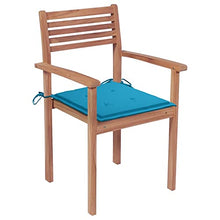 vidaXL Sedie da Giardino 2 pz con Cuscini Blu in Massello di Teak