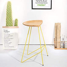 LWW Sgabelli, Legno Sgabelli poggiapiedi pranza le sedie da cucina/Pub/Bar Moderna Semplicità Bar Sgabello Alto Pine seduta gambe giallo metallo, portata massima di carico 100 Kg, Altezza 45/65 /