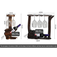 YQJ Portabottiglie da Vino A Forma di da Appoggio in Legno Naturale da Appoggio con Supporto in Vetro, Completamente Assemblato per Bar, Ristorante, Cucina,for 1 Bottle & 3 Glasses