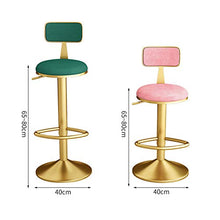Ljings - Sgabello da bar con design moderno, regolabile, con cuscino in velluto e poggiapiedi, da cucina, colore: Rosa