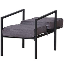 Outsunny Set 5 Pezzi Mobili da Esterno, 2 Sedie Reclinabili, 2 Pouf e 1 Tavolino, Grigio e Nero, Metallo e Poliestere