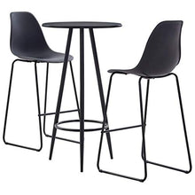 Tidyard Set 3 pz da Bar, Set Tavolino Bar, Set di Mobili da Balcone, Set Tavolo Quadrato e 2 Sedie da Bar Alti in Plastica (Nero)