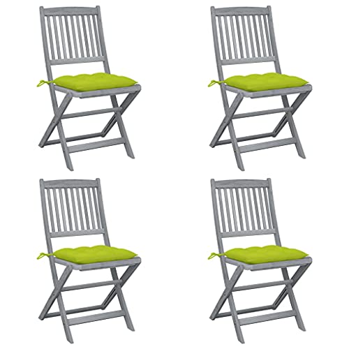 vidaXL Sedie da Giardino Pieghevoli 4pz con Cuscini in Massello Acacia