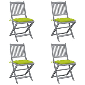 vidaXL Sedie da Giardino Pieghevoli 4pz con Cuscini in Massello Acacia