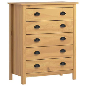 Ausla - Mobiletto Hill con 5 cassetti, in legno, per camera da letto, soggiorno, cucina, 79 x 40 x 96,5 cm, colore: Marrone miele