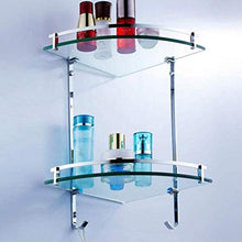 GDFEH Scaffali d'angolo del bagno Pieno pieno di rame doppio ripiani di vetro doccia angolo di vetro Scaffale di vetro temperato Scaffale da bagno 16.2 × 13,7 × 9.6 pollici