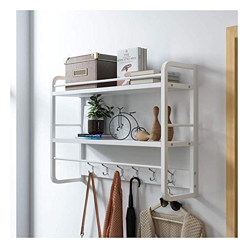 Semplicità Elegante Scaffale a Muro Scaffali Sospesi Scaffali Appendiabiti Retrò Scaffale per Foto Sospensione Soggiorno Soggiorno Bagno, 2 Strati, HJJ, bianca, 80x22x64cm