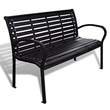 Panca da giardino per esterni, panca da giardino in acciaio PVC con schienale per esterni nero, 125 x 60,5 x 80,5 cm
