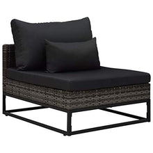 Tidyard 4 pz Set Divano da Giardino, Divano da Soggiorno, 4 Divani con Cuscini, Set Divani Modulari da Giardino per Esterno, Salottino da Giardino in Polyrattan Grigio