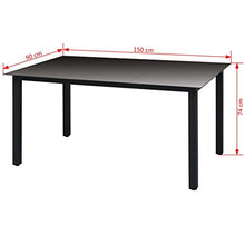 Festnight Tavolo da Pranzo da Sala da Pranzo da Giardino Balcone Patio per Esterno Interno in Vetro Alluminio Nero 80 x 80 x 74 cm/150 x 90 x 74 cm/190 x 90 x 74 cm