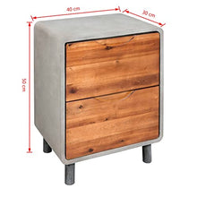 vidaXL Comodino in Cemento Tavolino da Notte Comò Arredo Cassettiera Mobiletto per Camera da Letto Arredamento Interni Legno Acacia