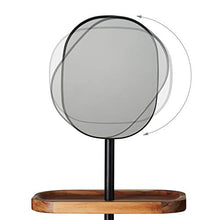 Relaxdays Specchio Trucco, 2 Ripiani Legno, Regolabile, da Tavolo per Bagno & Corridoio, HLP 40x30x14 cm, naturale/nero