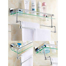 Semplicità Elegante Scaffale a Muro Scaffale Galleggiante Scaffali da Bagno in Legno Scaffale Rettangolo Vetro Temperato Scaffale Cosmetico Appendiabiti Guardrail Salva Spazio - 3 Dimensioni, HJJ,