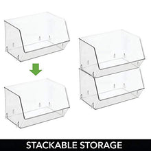 mDesign Organizer frigorifero in plastica – Scatola da cucina con parte anteriore aperta per frigo e armadietti – Contenitori cibo ideali per diversi tipi di alimenti – Set da 2 – trasparente