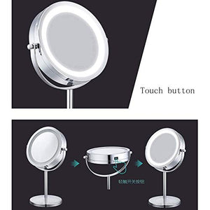 Specchio per Il Trucco, Specchi da Bagno per Parete con mensola Specchi da Viaggio per Le Donne Specchio per Il Trucco Illuminato a LED, Specchio con ingrandimento 10X con Luce