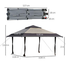 Outsunny Gazebo da Giardino Pieghevole 3.96x3.96m in Metallo, Gazebo Portatile con Borsa da Viaggio, Cachi