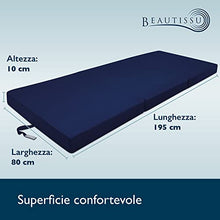 Beautissu Materasso da Campeggio Pieghevole - Materasso Pieghevole Ospiti - Campix 80x195 cm - Soffice Confortevole e Funzionale - Blu - Materasso Traspirante in Microfibra - Lettino da Viaggio