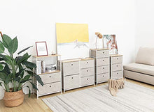 Suhu Cassettiera Piccolo Design Armadietto Bagno con 1 Ripiano Aperto 2 Cassetto Comodino Camera da Letto Metallo Tavolino da Salotto Moderno Soggiorno Cameretta in Legno+Acciaio Bianco+Beige