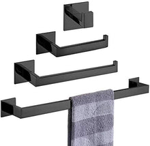 Melairy 4 Pezzi Portasciugamani Set di Accessori di Ferramenta di Bagno di Parete Porta Asciugamani Bagno,Porta Salviette,Porta Carta Igienica,Ganci SUS304 Acciaio Inossidabile Nero