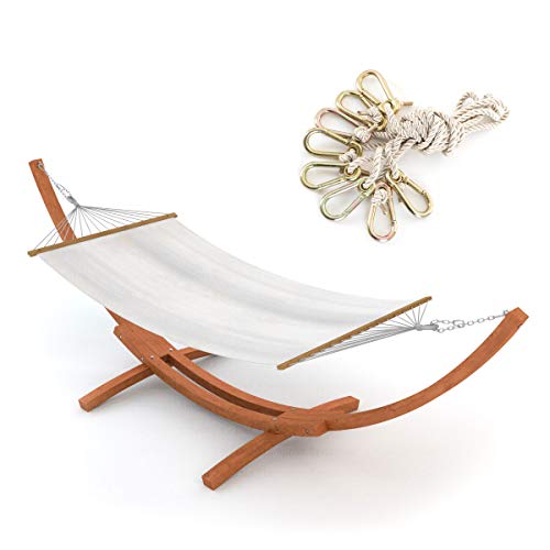 Ampel 24 - Supporto per Amaca in Legno Madagascar XL 400 cm/Amaca 200 x 145 cm/Legno di larice/Portata Fino a 150 kg/con Sistema di Sicurezza