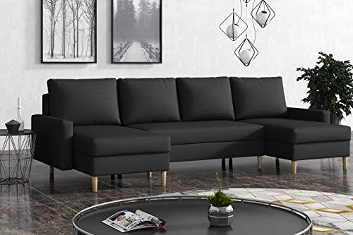 La Petite Maison - Divano angolare convertibile, 290 x 72 x 140 cm, 2 cassapanche, colore: Grigio antracite - Arredi Casa