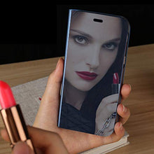 Saceebe Compatibile con Huawei P30 Custodia pelle Cover a libro Specchio Mirror effect Electroplating Plating Portafoglio Flip Case Custodia in pelle Anteriore e posteriore Bumper Cover,blu