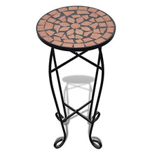 Tidyard Tavolo da Giardino Mosaicato, Tavolini da caffè con Gambe in Ferro per Interno ed Esterno, Stile Rustico, 60 cm