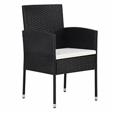 Tidyard 4 pz Sedie da Giardino in Polyrattan Nero con Cuscini 52x56x88 cm,Sedie da Esterno,Sedie in Rattan,Poltrocine da Giardino,Poltrocine da Esterno,Poltrocine Rattan,Sedie da Pranzo da Giardino