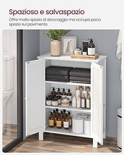 VASAGLE Armadio da Bagno Autoportante, Mobile da Bagno, Organizzatore Portaoggetti, con 2 Ripiani Regolabili, 30 x 60 x 80 cm, Bianco BCB60W