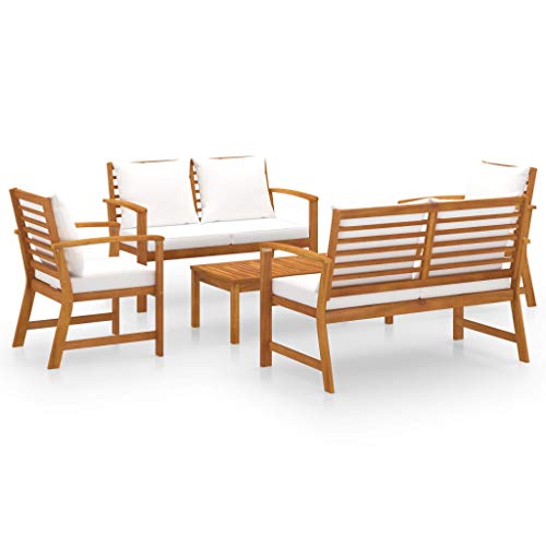 SKM Set Divani da Giardino 5 pz con Cuscini in Legno Acacia