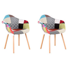 WV LeisureMaster - Sedie da pranzo in tessuto moderno con braccioli patchwork poltrone nordico per soggiorno, sala da pranzo, camera da letto, ufficio, bar, ecc, set da 2 (rosso)