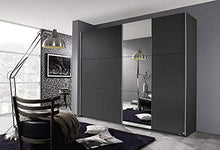 Armadio porta armadio scorrevole con mensole e barre appendiabiti, materiali di legno, con specchio adatto per camera da letto,261 x 59 x 210 cm