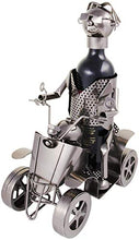 Brubaker - Portabottiglie da Vino, Modello Quad con Pilota, Oggetto Decorativo in Metallo Argentato, Supporto per Bottiglie con Biglietto d'auguri per Regalo
