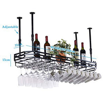 HLL Wine Rack, Organizzare cucina appeso Bottiglia di vino Holder bagagli, Bar Cucina Calici Mug Rack, pannello di vetro, 3Color / 4sizes / braccio regolabile in altezza,Bronzo,100x35cm